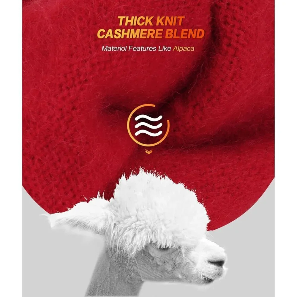 Women's Red Winter Touchscreen Wool Magic Warm Knit Fleece Lined Gloves